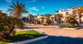 ÃÂ¡harm of the ancient cities of Europe. Colorful morning view of central park of Vieste town.